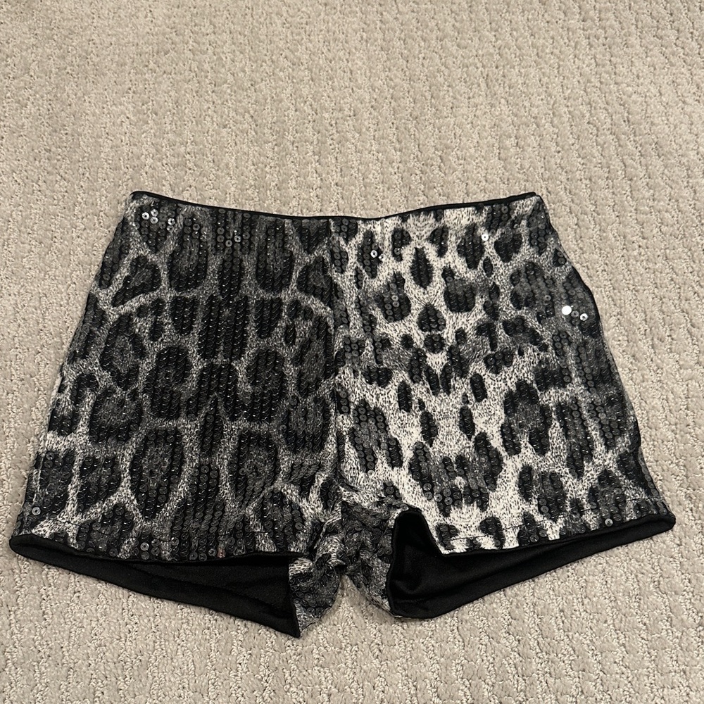 Leopard Print Sequin Shorts